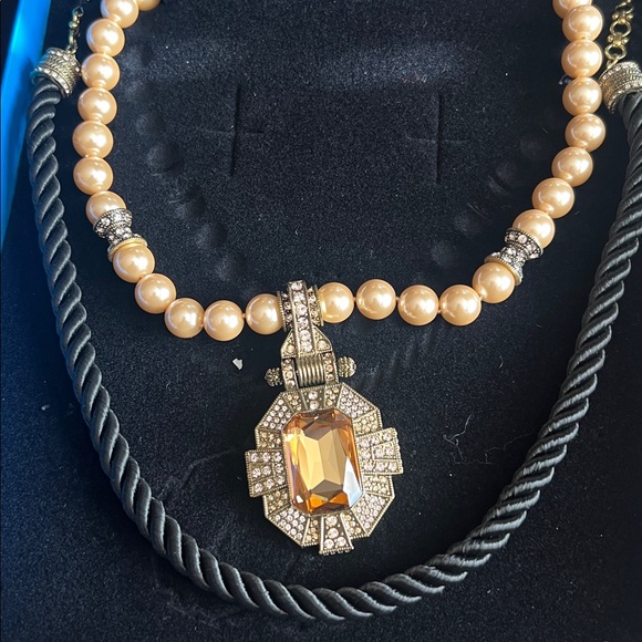 Vtg Heidi Daus 3 piece necklace set- canary yellow ornate pendant NIB - Picture 8 of 8